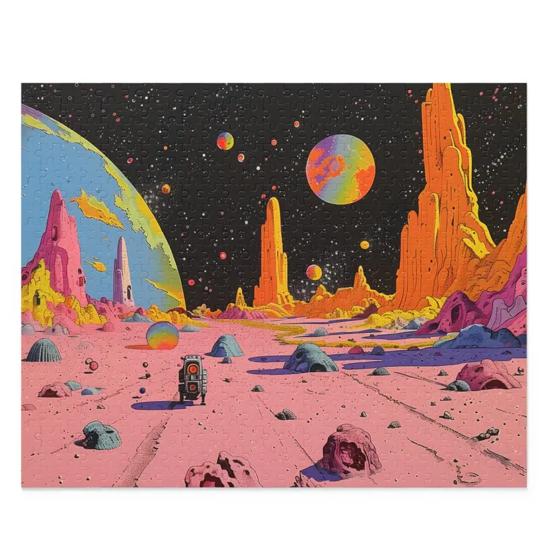 Retro-Futuristic Space Robot Jigsaw Puzzle – 500-Piece Sci-Fi Theme