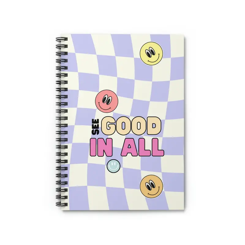 Retro-Inspired Spiral Notebook with Smiley Face Motif