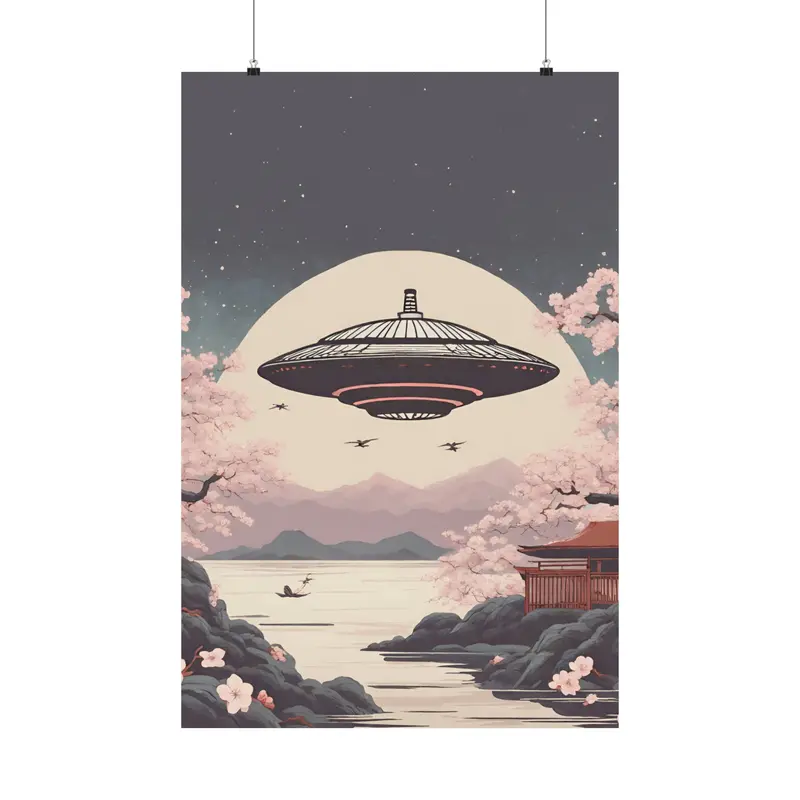 Retro Japanese UFO Concept Art Poster