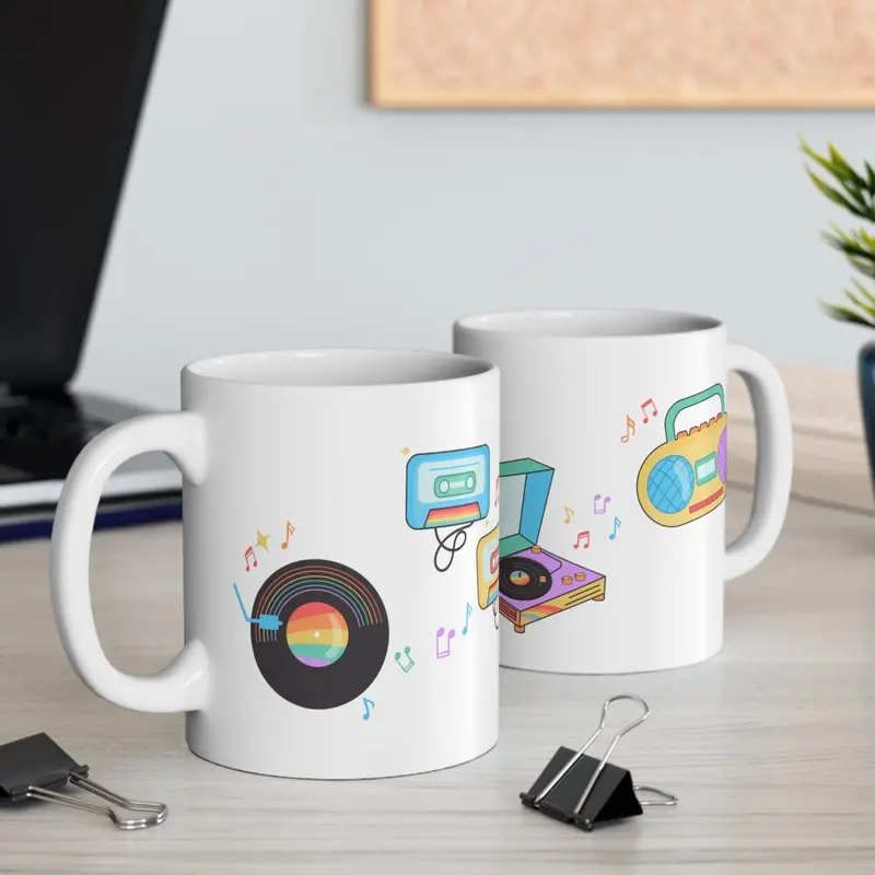 Retro Music Collection Ceramic Coffee or Tea Mug