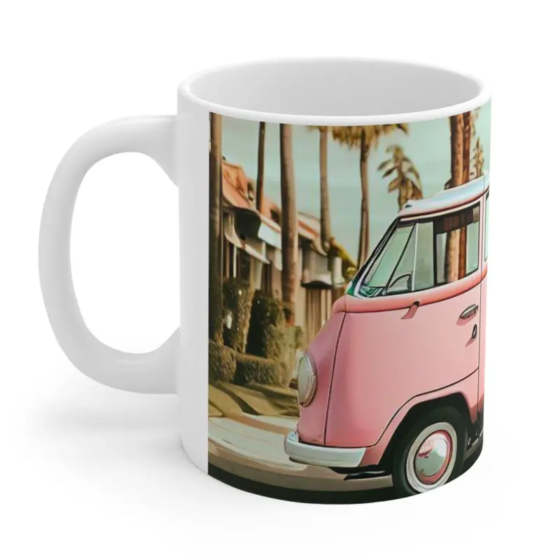 Retro Pink Vintage Van Ceramic Mug – 11 oz