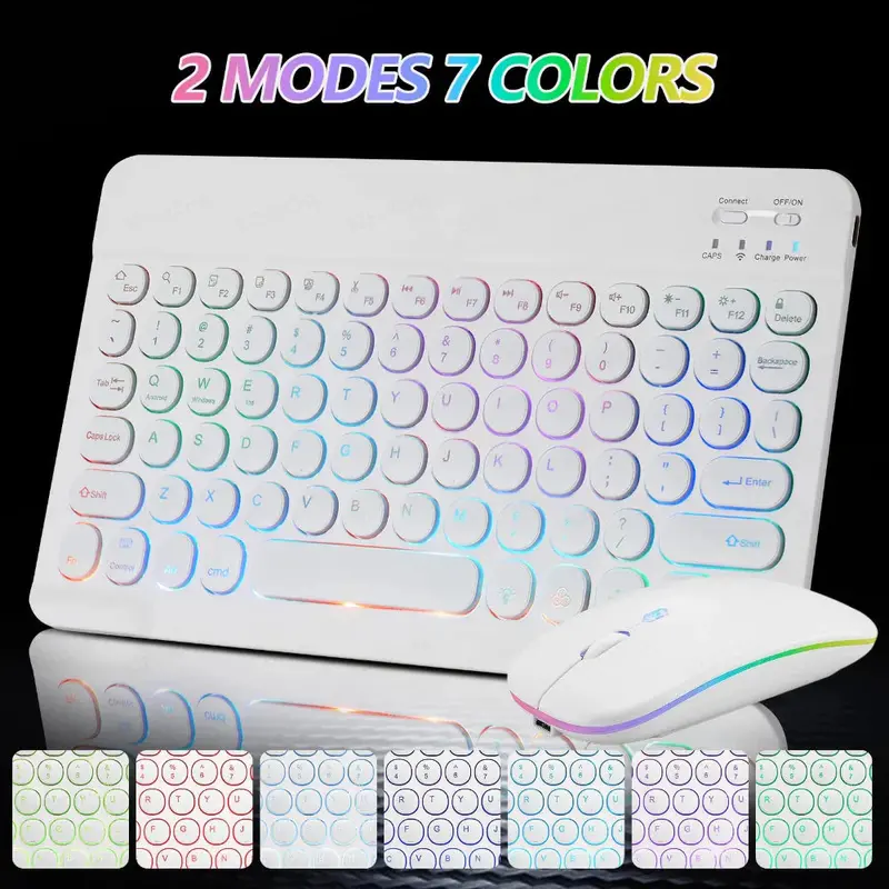 Retro-Style RGB Bluetooth Keyboard and Mouse Bundle