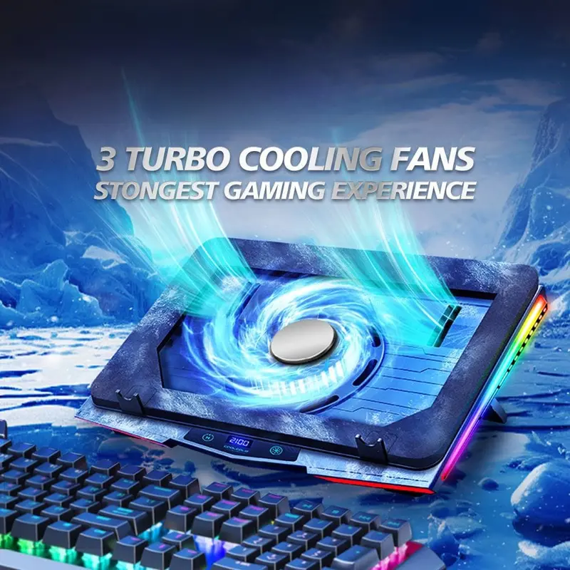 RGB Gaming Laptop Cooler with LED Display Panel