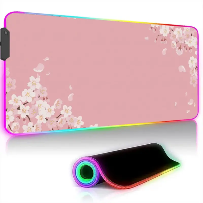 RGB-Illuminated Pink Gaming Mouse Pad with Extended Surface