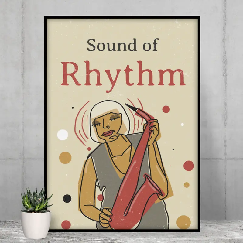 Rhythm & Sound Jazz Poster – Abstract Vintage-Inspired Wall Art
