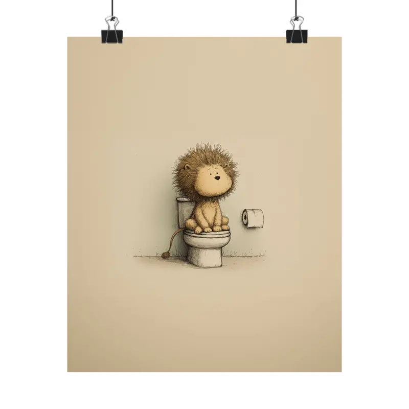 Roar & Restroom Lion-Themed Kids’ Poster