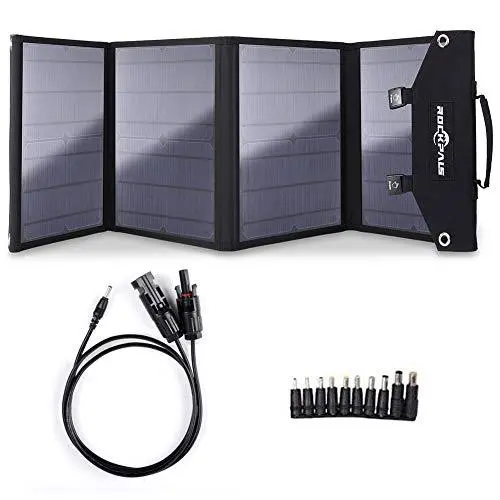 Rockpals 100W Foldable Solar Panel Charger – Compatible with Jackery, Goal Zero Yeti, Suaoki, Webetop & USB Devices; Includes 3 USB Ports