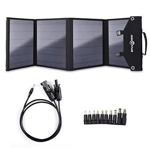 ROCKPALS 60W Foldable Solar Panel Charger – QC3.0 USB Ports, Compatible with Jackery, Goal Zero, Suaoki & More