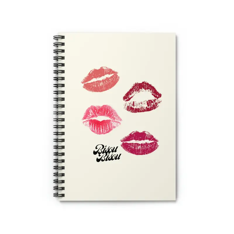 Romantic French-Inspired ‘Bisou Bisou’ Kisses Notebook