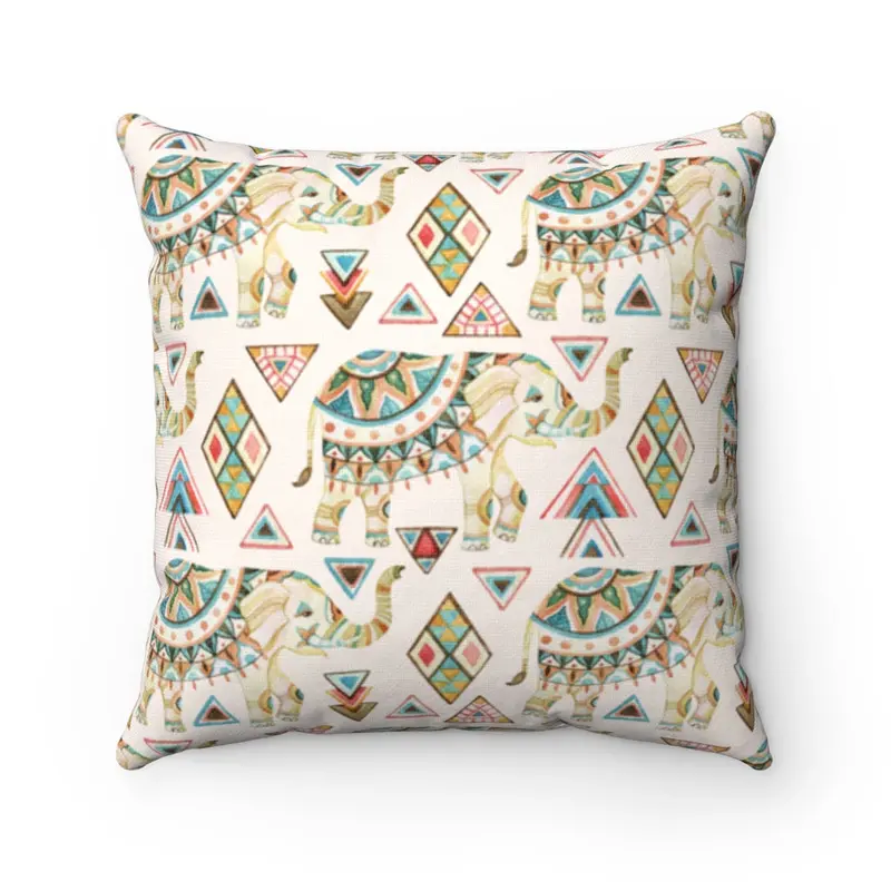 Rustic-Style Reversible Elephant Cushion Available in Four Sizes