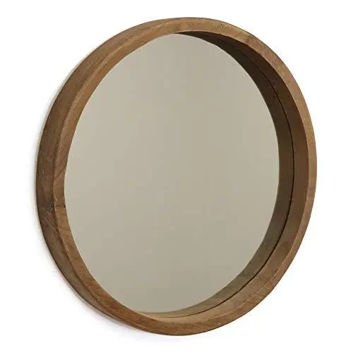Rutledge & King Riverside Rustic Round Wall Mirrors – Set of Two, Medium Wood Frames