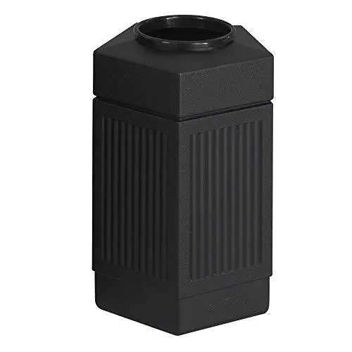 Safco Canmeleon 30-Gallon Open-Top Pentagon Trash Can – Indoor/Outdoor Use, Five-Fluted Black Design