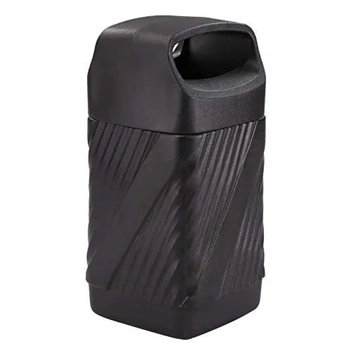 Safco Twist Touch-Free Trash Can – 32-Gallon Dual-Opening Outdoor/Indoor Bin with Covered Top and Weather-Resistant Design (Black)
