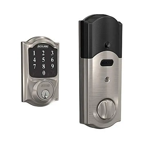 Schlage Connect Camelot Smart Deadbolt – Satin Nickel Finish, Zigbee Certified, Remote Locking & Unlocking via Smart Home Hub