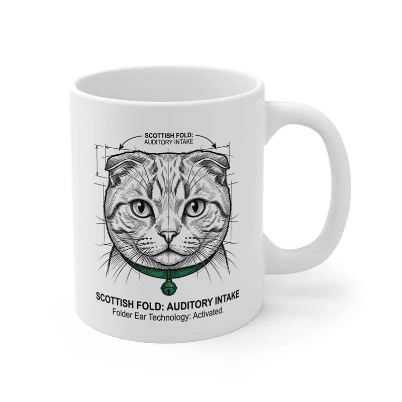 Scottish Fold Ear Structure Technical Blueprint Mug