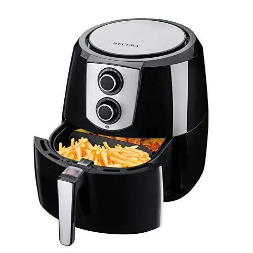 Secura 5.5-Quart XL Air Fryer – 1800W Oil-Free Cooking, Nonstick Basket, Timer & Temp Control, Includes Food Divider
