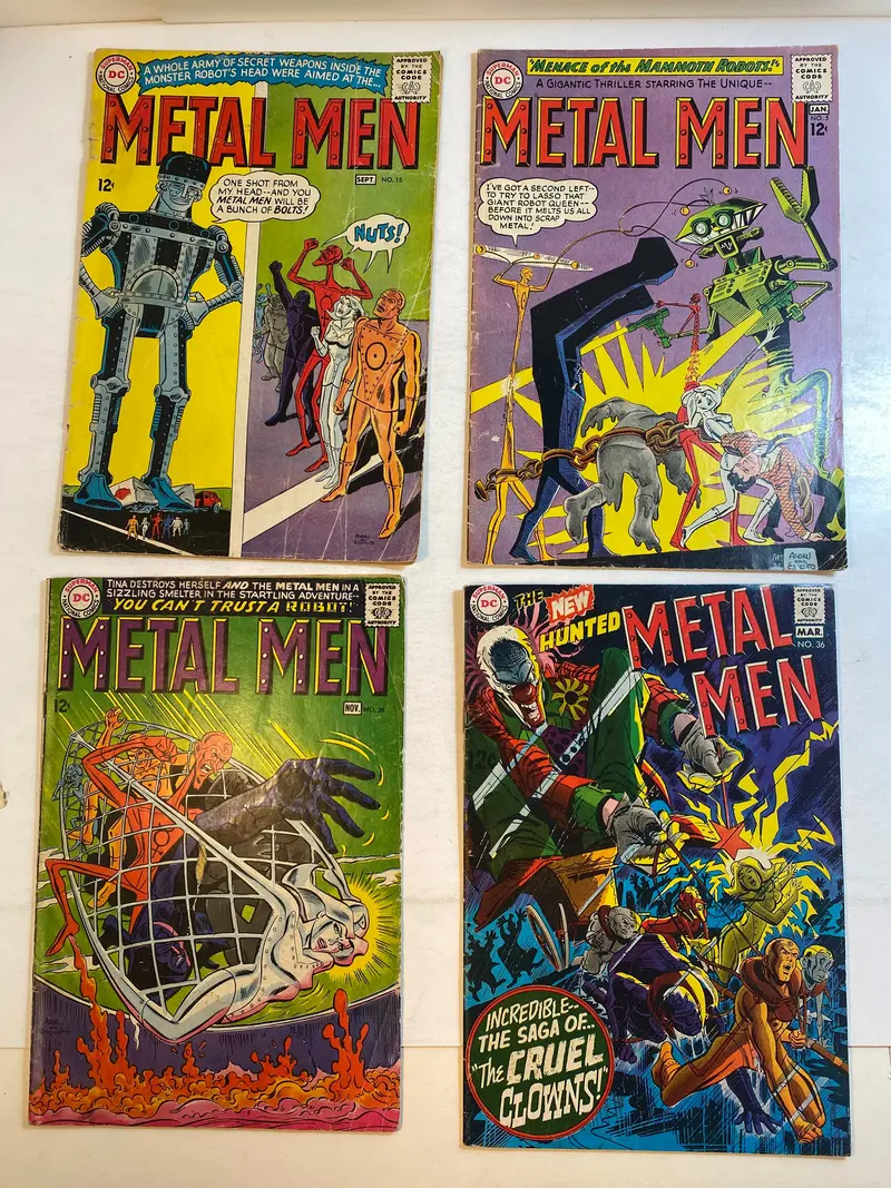 Set of 4 Metal Men DC Comics – Vintage Issues from 1964 to 1969
