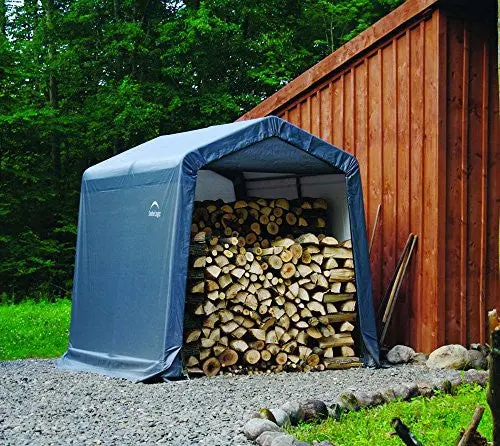 ShelterLogic 6′ x 6′ All-Season Steel Peak-Roof Storage Shed with Waterproof Cover and Auger Anchors