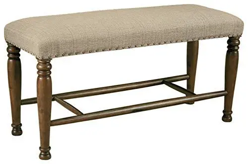 Signature Design by Ashley Lettner Counter-Height Upholstered Dining Bench – Brown Fabric Seating