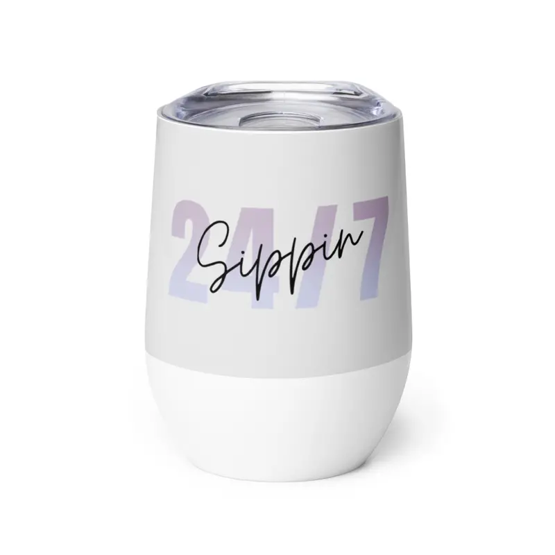 Sippin’ Gray 12oz Vacuum-Insulated Wine Tumbler for Hot or Cold Beverages