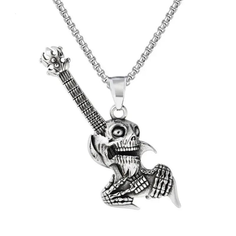 Skull and Guitar Hybrid Gothic Necklace