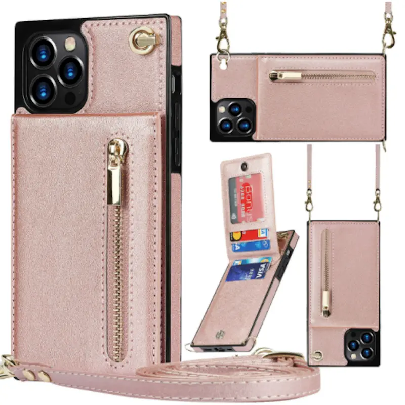 Slim iPhone Wallet Case with Detachable Crossbody Strap