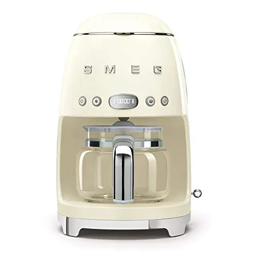 Smeg Retro-Style Coffee Maker – Cream-Colored 10-Cup Drip Machine with Iconic 50s Design and Modern Performance