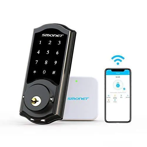 SMONET Smart WiFi Deadbolt – Keyless Bluetooth Touchscreen Lock with Auto-Lock, Alexa & App Control