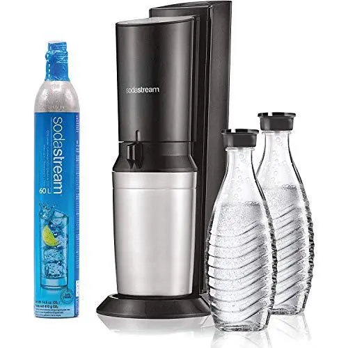 SodaStream Aqua Fizz Sparkling Water Maker – Black Home Carbonation System with CO2 Cylinder and Glass Carafe