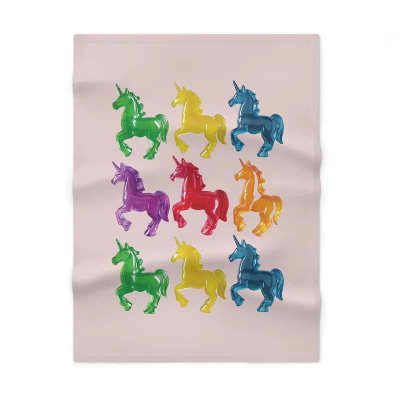 Soft Fleece Baby Blanket Featuring Gummy Unicorn Design