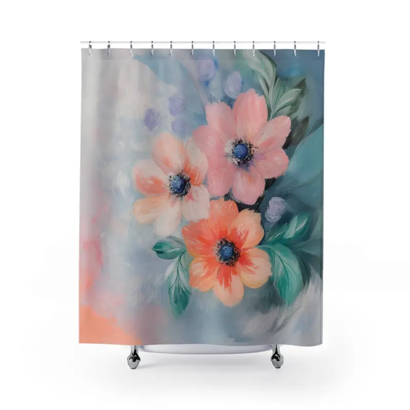Soft Touch Floral Shower Curtain with Modern Botanical Design