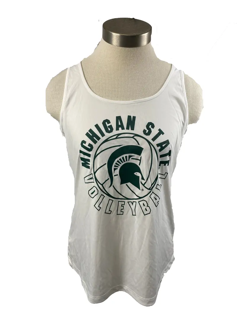 Sport-Tek Women’s MSU Volleyball Tank Top — White, Size L