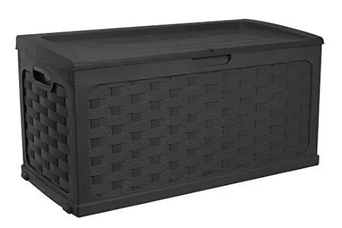 Starplast 71-Gallon Black Deck Box – Heavy-Duty Outdoor Resin Storage Container