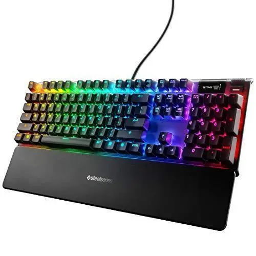 SteelSeries Apex 7 Mechanical Gaming Keyboard – OLED Smart Display, Blue Switches, RGB Backlighting & USB Passthrough