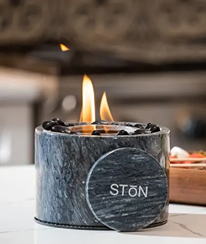 Stonhome Marble Tabletop Fire Pit Bowl – Portable Indoor/Outdoor Mini Fireplace with Clean-Burning Flame