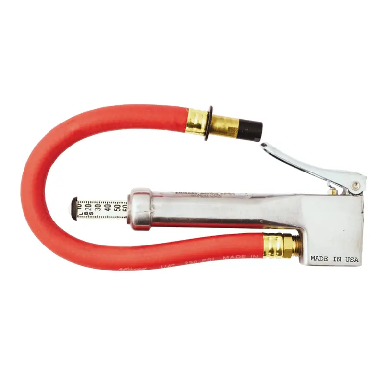 Straight-Head Bayonet Tire Inflator Gauge for Quick-Connect Air Chucks