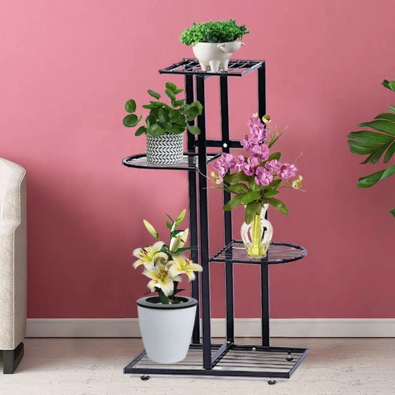 Stylish 5-Tier Iron Flower Pot Stand for Patio and Garden Decor