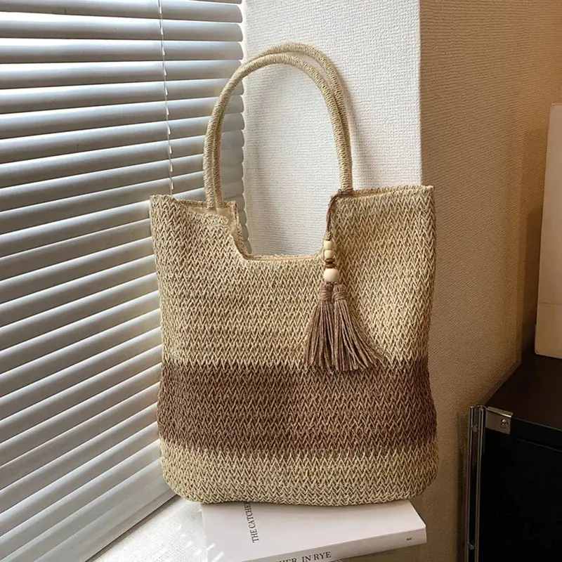 Summer Beach Straw Shoulder Tote Bag