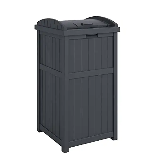 Suncast GH1732C Outdoor Trash Hideaway – 33-Gallon Resin Bin with Lid in Cyberspace Finish