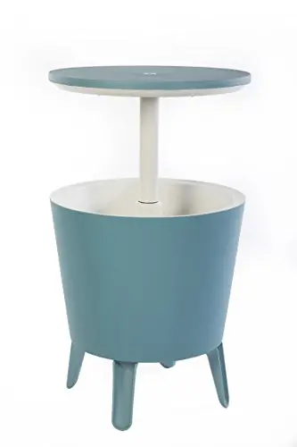Sunnydaze Modern Cool Bar Outdoor Patio Side Table – 7.5-Gallon Beverage Cooler for Beer & Wine (Teal)