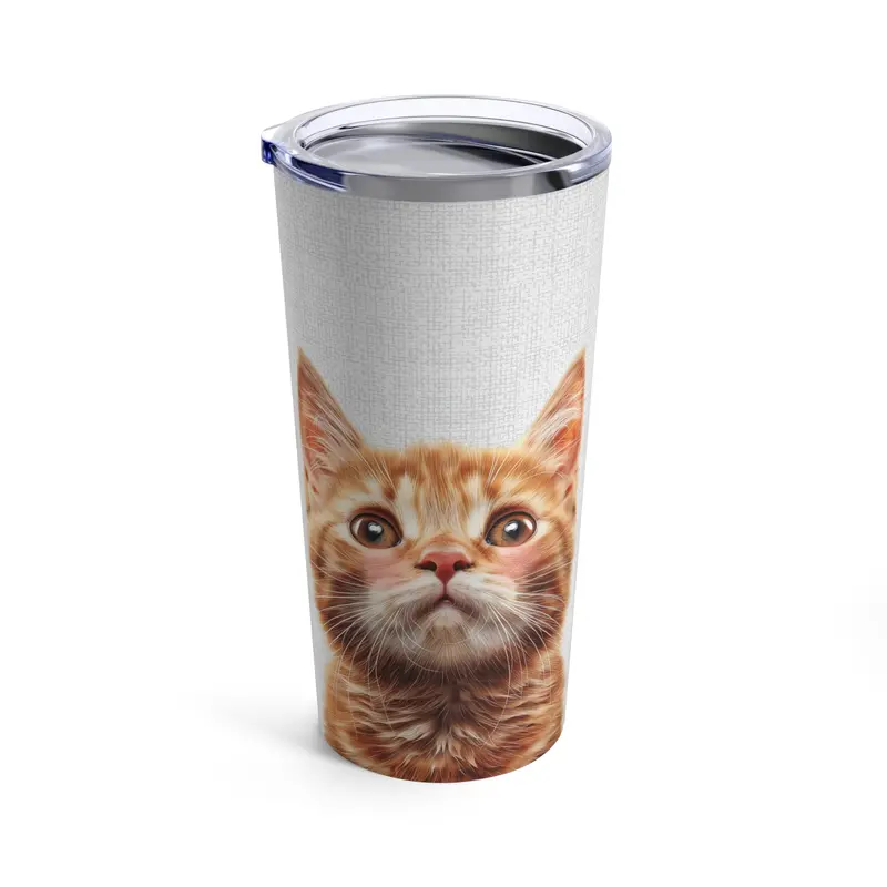 Sweet Blushing Cat Stainless Steel Tumbler (20 oz)