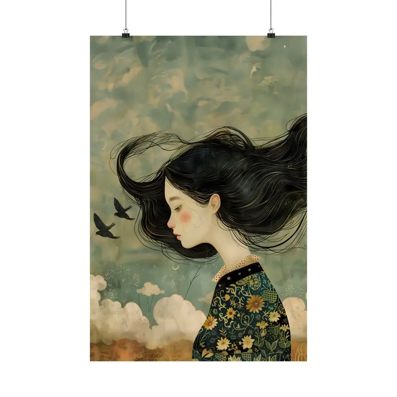Tangle Emotions Art Poster – Expressive Abstract Girl Illustration