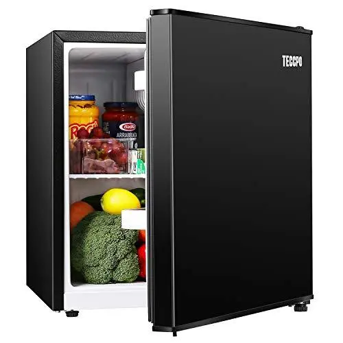 TECCPO 1.7 Cu Ft Compact Mini Fridge – Energy Star Certified, Quiet 37 dB Operation, Adjustable Thermostat & One-Touch Defrost for Dorms, Bedrooms, or Offices