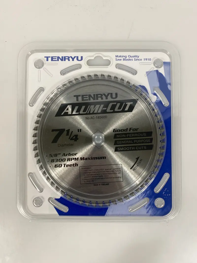 Tenryu Alumi-Cut Circular Saw Blade – 185mm × 60T Carbide-Tipped for Aluminum