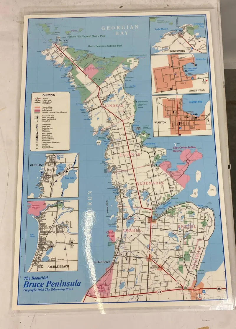 The Beautiful Bruce Peninsula: 1998 Laminated Ontario Map by Tobermory Press