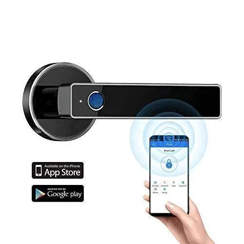 Tiffane Smart Fingerprint Door Lock – WiFi & Bluetooth Enabled Lever Lock with Biometric Access (Black)
