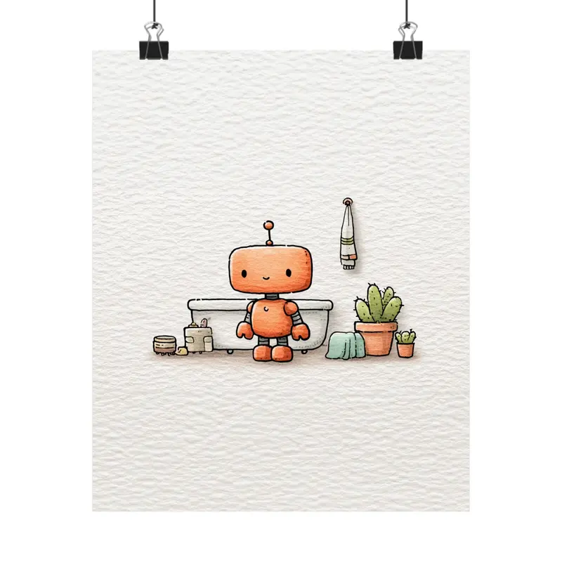 Tiny Tub Companion Illustrated Bathroom Poster