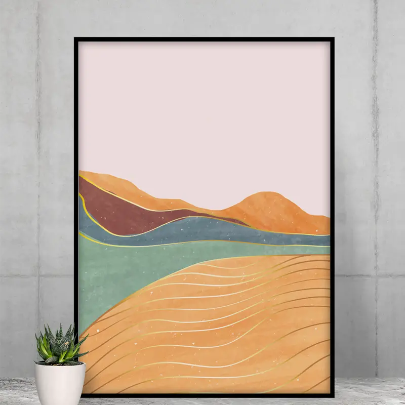 Toscana Landscape Pink Aesthetic Poster – Soft Pastel Room Decor
