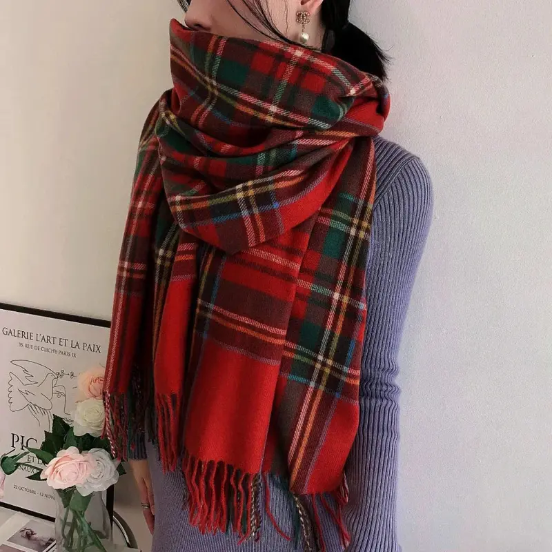 Traditional Checkered Wrap Scarf for Men