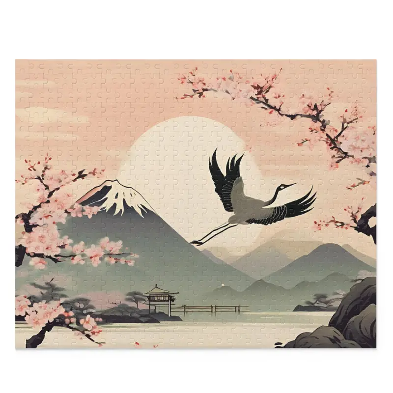 Traditional Japanese Crane Art 500-Piece Jigsaw Puzzle